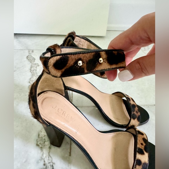 J. Crew Collection Lanie Calf-Hair Leopard Stacked
Heel Sandals - Picture 7 of 9
